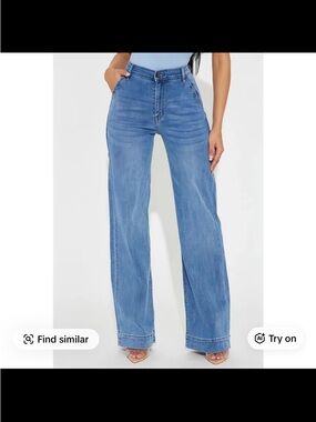 Fashion Nova Light Blue High-Waist Wide Leg Jeans